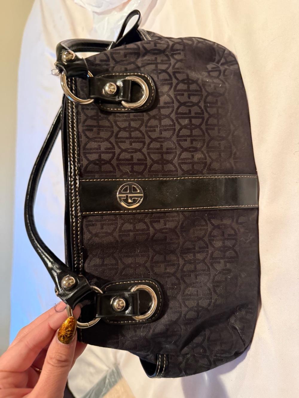 Designer-Inspired Black Monogram Shoulder Bag